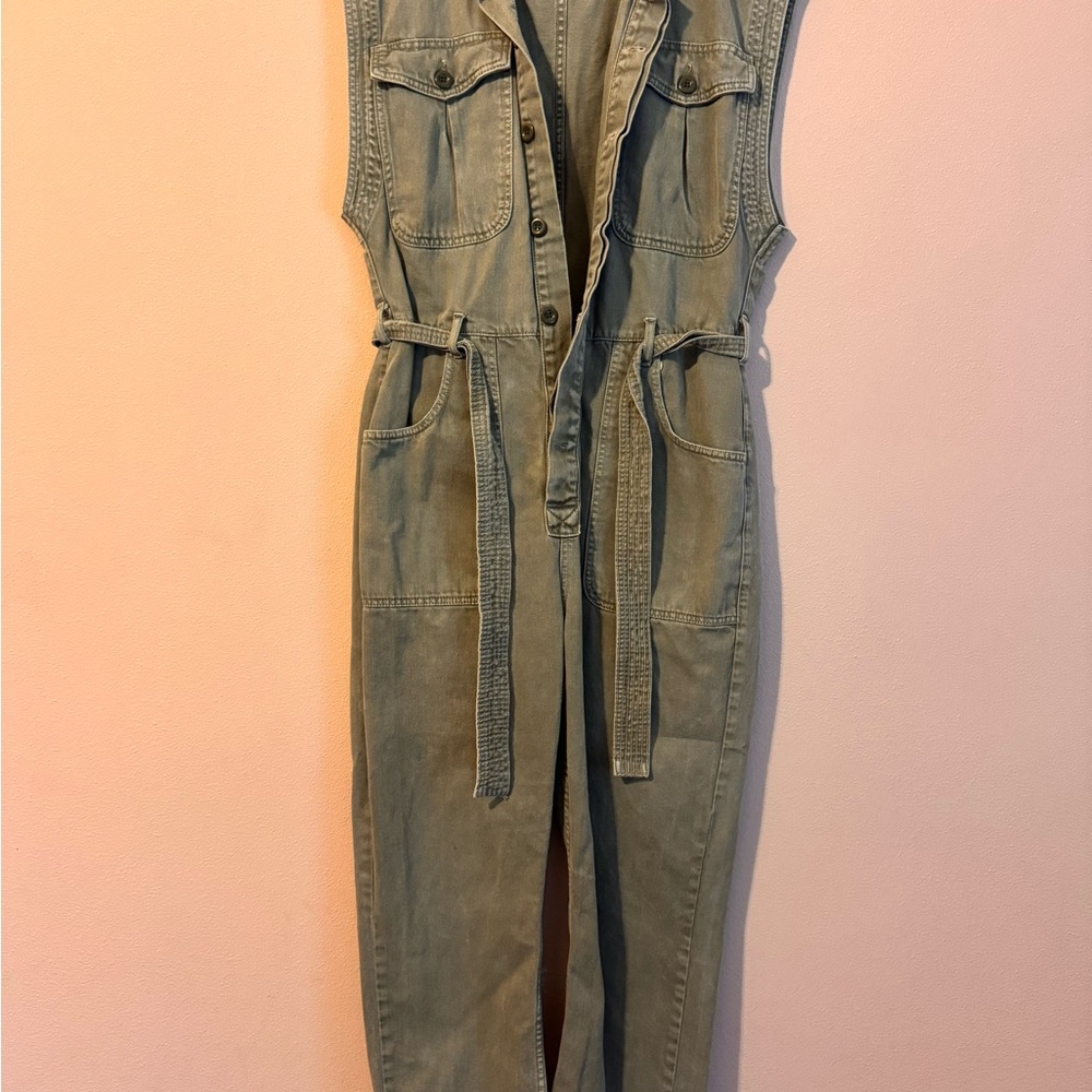 We The Free Green Denim Overalls